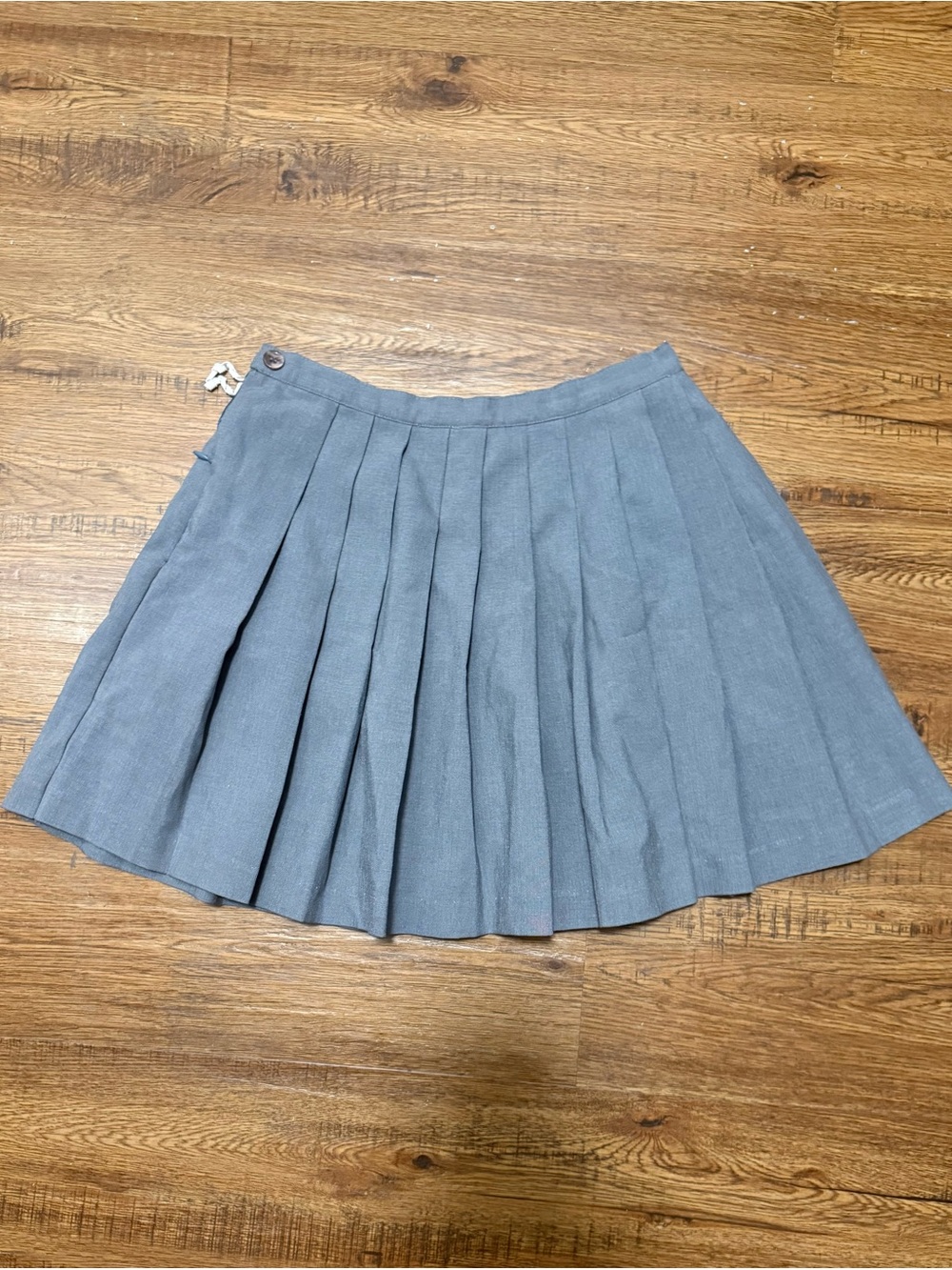 Pleated Mini Skirt in Slate Blue